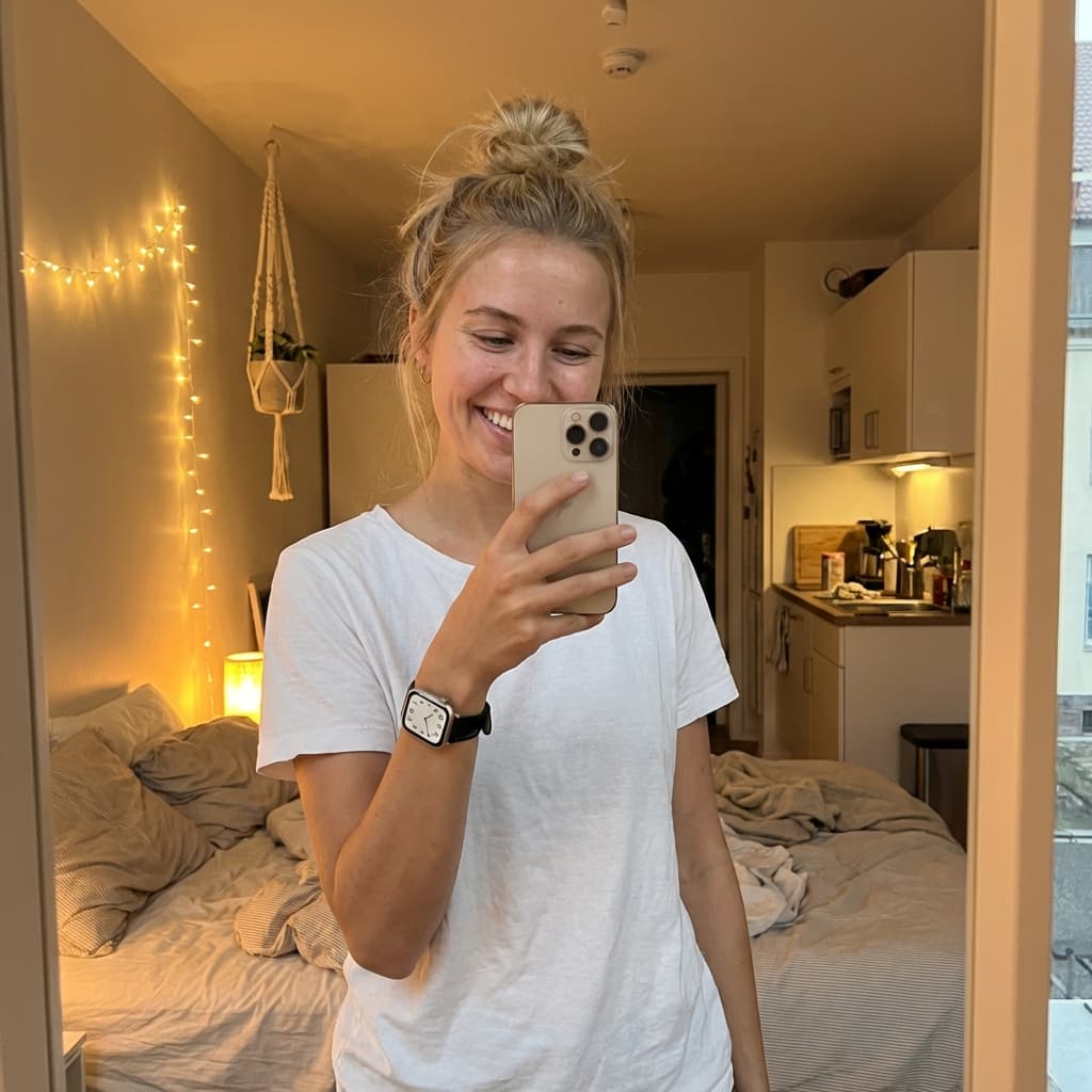 AI lifestyle photo — mirror selfie