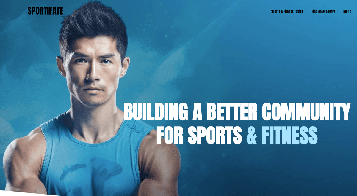 sportifate.com homepage showing sports and fitness community